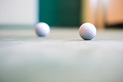 High angle view of golf balls