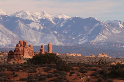 Scenic view of mountains against sky