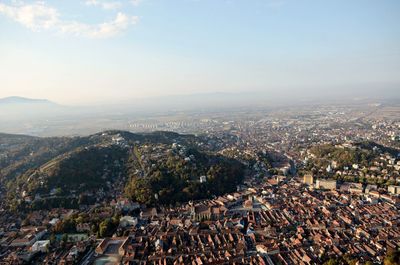 High angle shot of townscape against sky