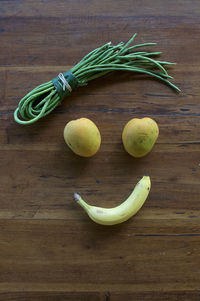 High angle view of fruits on table