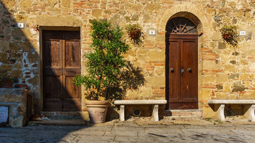 Closed door of old building