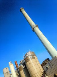 Low angle view of tower against clear blue sky