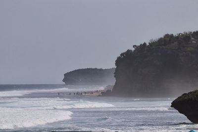 Scenic view of sea against clear sky