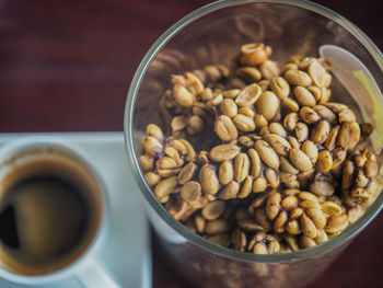 Close-up of coffee in bowl on table