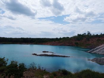 Scenic view of lake against sky