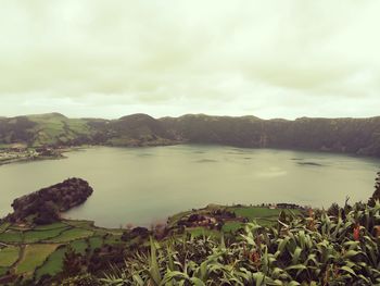 Scenic view of lake against sky