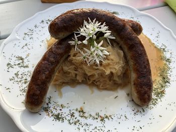 High angle view of meal served in plate