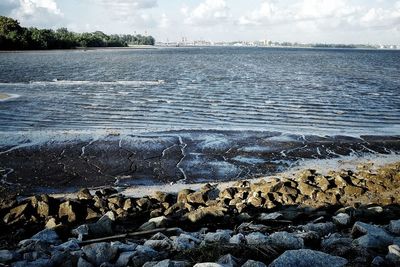 Scenic view of water against sky