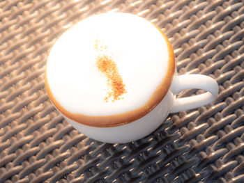 High angle view of coffee on table