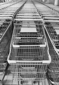 High angle view of shopping carts in store