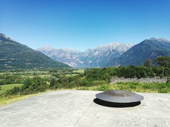 Scenic view of mountains against clear sky