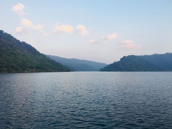 Scenic view of lake against sky