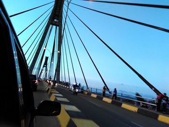 Suspension bridge at dusk