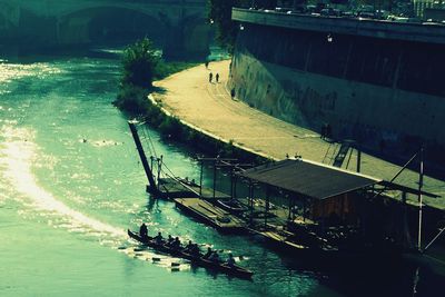 High angle view of bridge over river