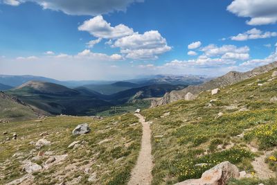 Scenic view of mountains against sky