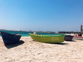 Scenic view of beach against clear sky