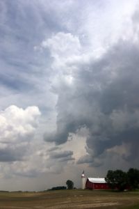 Storm clouds over field