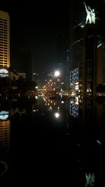 Illuminated buildings at night