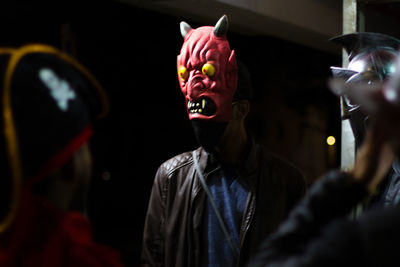 Close-up of man wearing mask