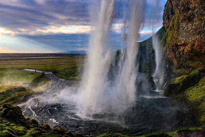 Scenic view of waterfall