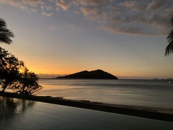 Scenic view of sea against sky during sunset