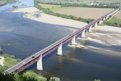 High angle view of bridge over river