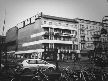 Cars parked in front of building