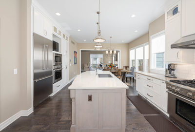 Kitchen renovation project has been remodeled with new cabinets and countertops