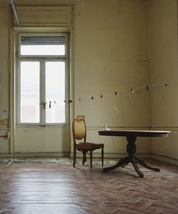 Empty chairs and table at home