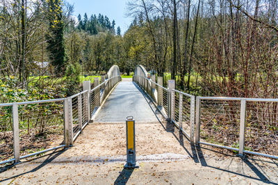 A walking bridge of the cedar river in renton, washington.