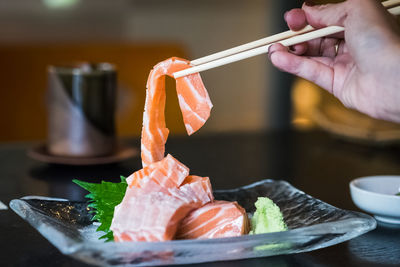 Close-up of sushi on table