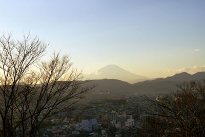 Scenic view of mountains against clear sky