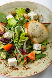 High angle view of chopped vegetables in bowl