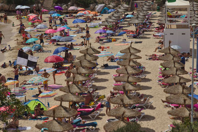 High angle view of people at beach