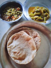 High angle view of food in plate