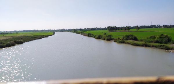 Scenic view of river against clear sky