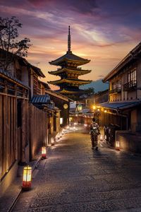 Illuminated street light at night