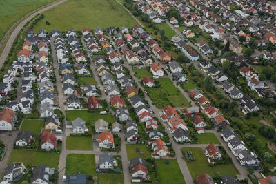 High angle view of trees on field