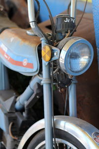 Close-up of rusty motorcycle