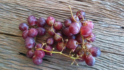 High angle view of grapes on table