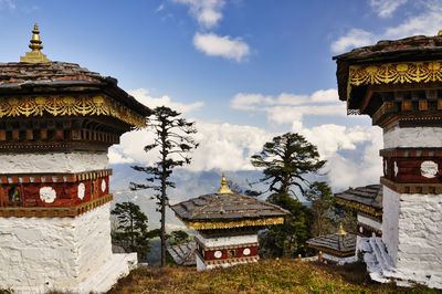 Panoramic view from the stupas at the dochula, a pass in the thimphu district, bhutan