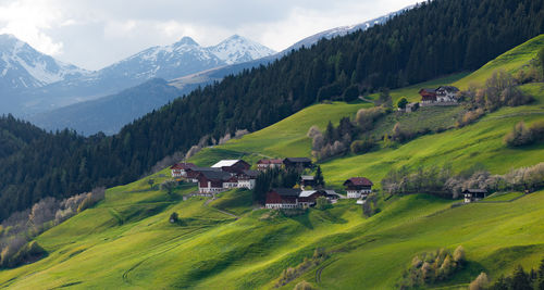 Panoramic view of landscape and mountains against sky