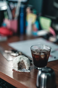 Close-up of drink in glass on table