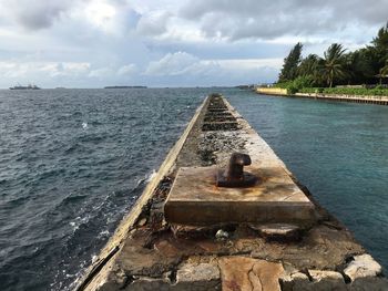 View of sea against cloudy sky
