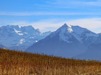 Scenic view of mountains against sky