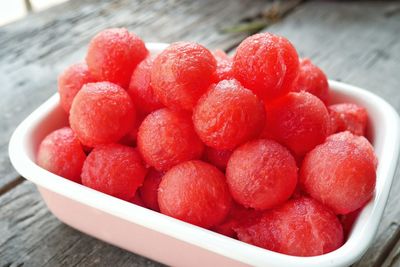 Close-up of strawberries in bowl