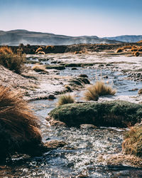 Scenic view of land against sky