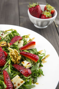 High angle view of meal served in plate