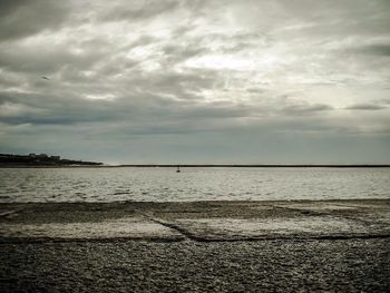 Scenic view of sea against cloudy sky