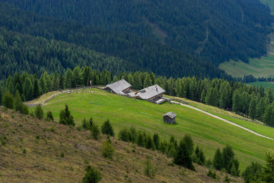 High view of u-wald alm 2042m  in gsieser tal/val casies - south tyrol - südtirol - italy